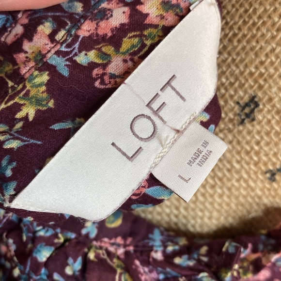 LOFT Plum Floral Pintuck Blouse - Picture 7 of 7